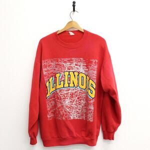 Vintage Illinois Map Sweatshirt XL
